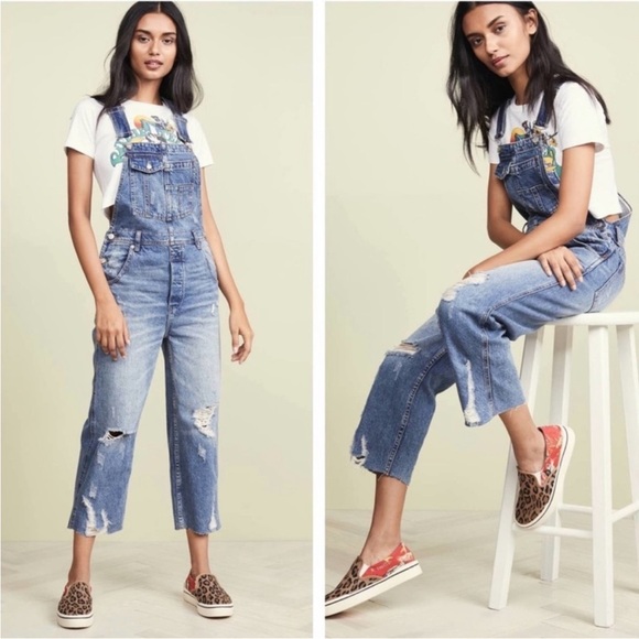 Free People Baggy Boyfriend Overalls - Picture 2 of 16